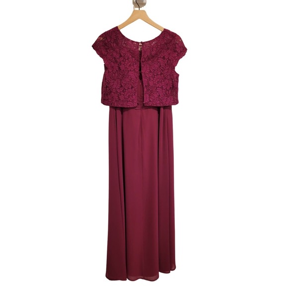 B2 by Jasmine Two Piece Long Sweetheart Neckline Poly Chiffon Bridesmaid Dress 6 - Picture 2 of 12